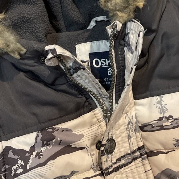 Osh Kosh B’Gosh Dinosaurs Puffer Coat Jacket Boy’s 2T Winter Hood Fleece Lined - Picture 5 of 8